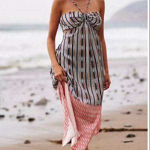 Anthropologie S NWT Bare Cutout Bandeau Halter Maxi Dress Bohemian